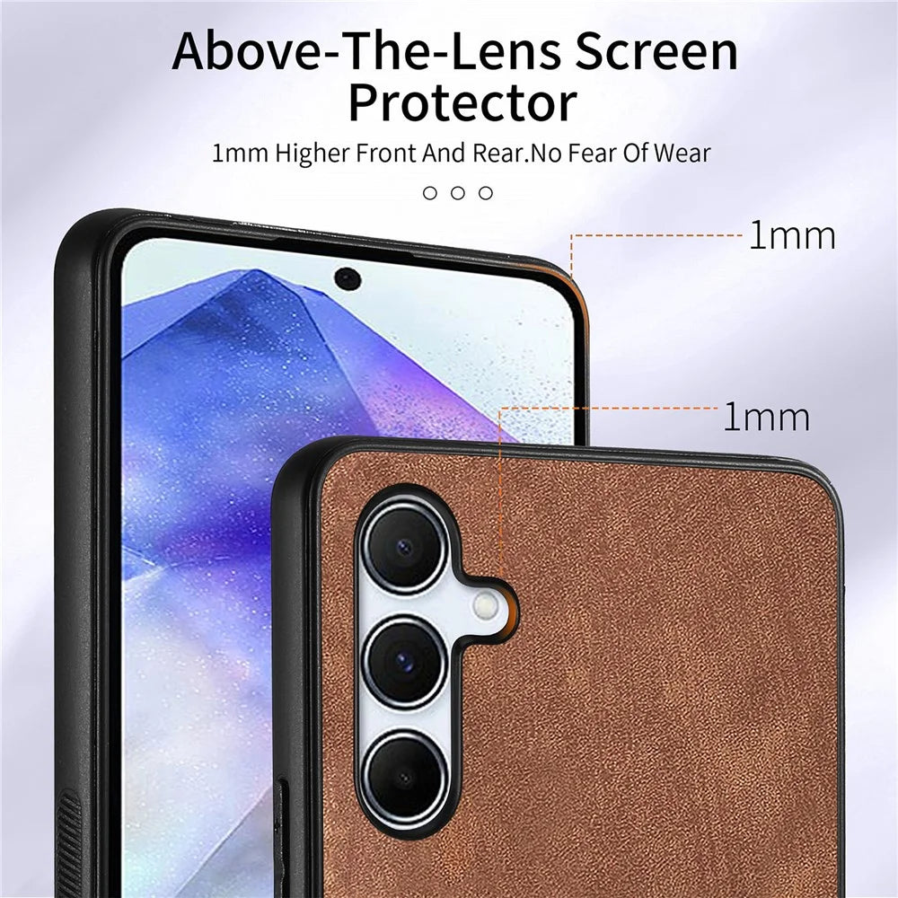 For Samsung Galaxy A35 5G Phone Case Leather Back Cover with Card Slots Kickstand - Brown - 4