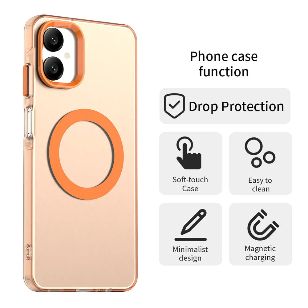 For Samsung Galaxy A06 5G Magnetic Case Anti Drop Hybrid Phone Back Cover - Orange - 2