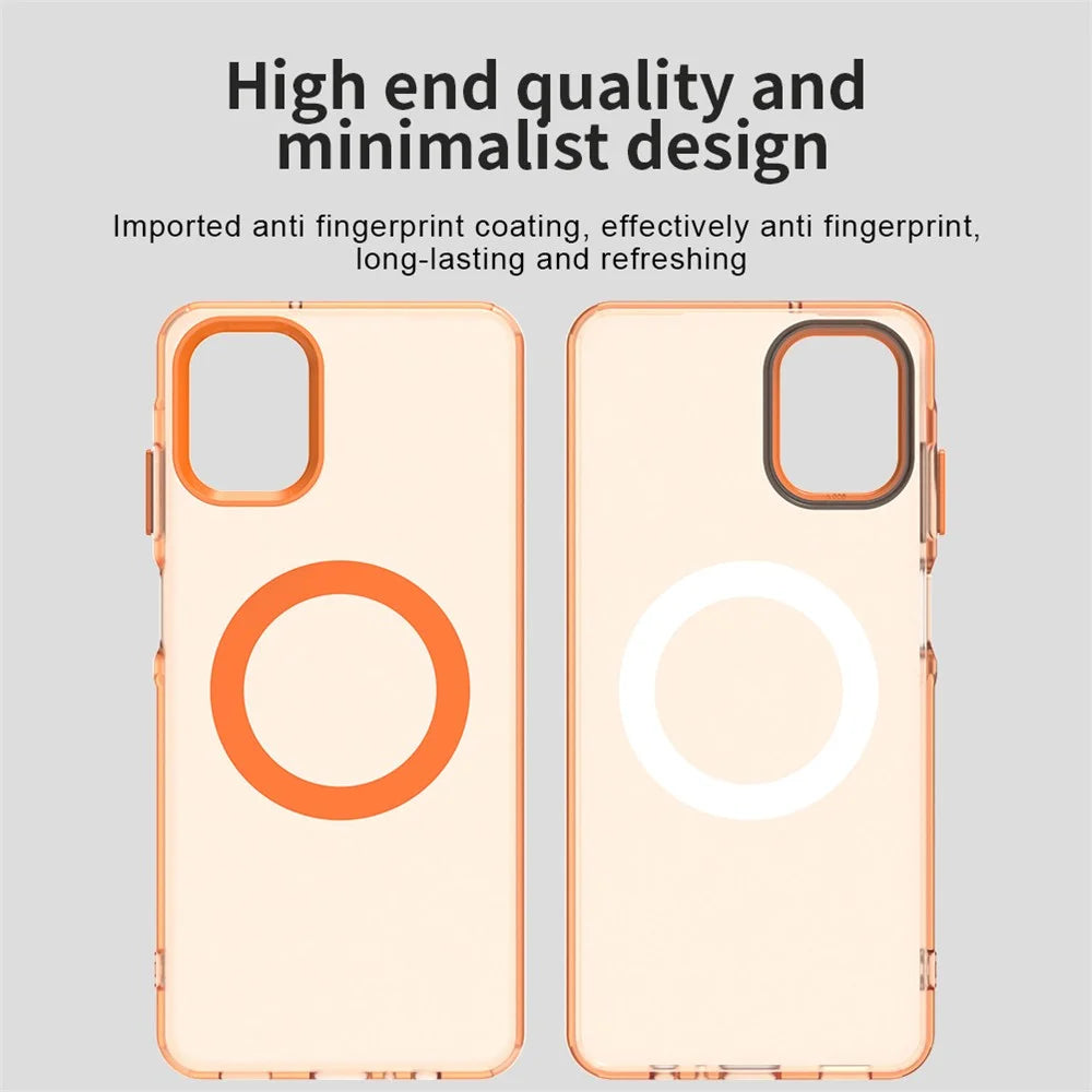 For Samsung Galaxy A06 5G Magnetic Case Anti Drop Hybrid Phone Back Cover - Orange - 3