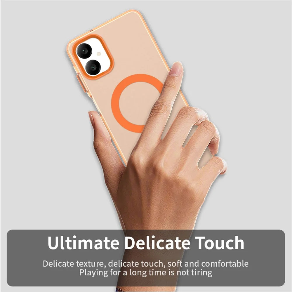 For Samsung Galaxy A06 5G Magnetic Case Anti Drop Hybrid Phone Back Cover - Orange - 5