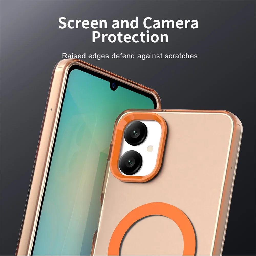 For Samsung Galaxy A06 5G Magnetic Case Anti Drop Hybrid Phone Back Cover - Orange - 7