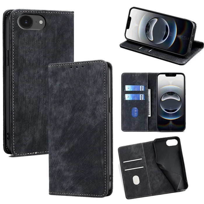 For iPhone 17e / 16e Case RFID Blocking Wallet Leather Phone Cover - Black - 1