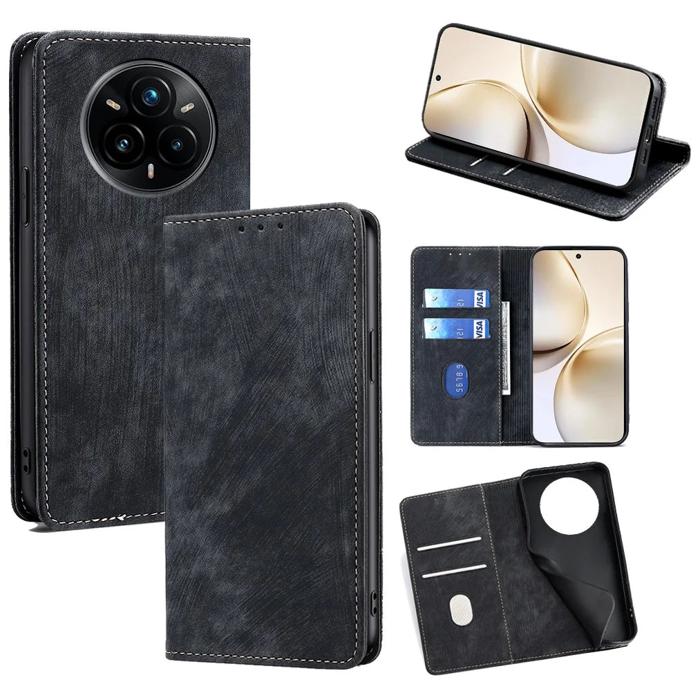For Realme 14 Pro+ 5G Case RFID Blocking Wallet Leather Phone Cover - Black - 1