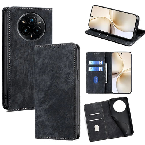 For Realme 14 Pro+ 5G Case RFID Blocking Wallet Leather Phone Cover - Black - 1