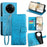 For Realme 14 Pro 5G Case PU Leather Wallet Phone Cover Tree Deer Imprinted - Blue - 1