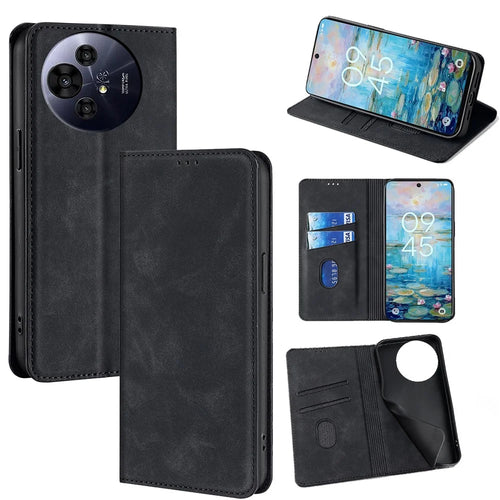 For TCL 50 Pro NxtPaper 5G / TCL 50 NxtPaper 5G Card Holder Case PU Leather Magnetic Closing Phone Cover - Black - 1