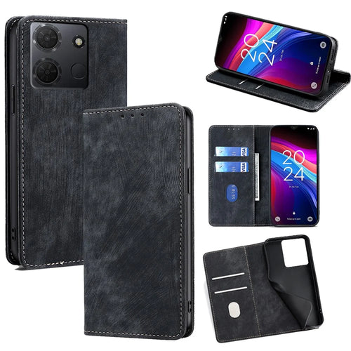 For TCL 503 Case RFID Blocking Wallet Leather Phone Cover - Black - 1