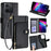For TCL 503 Case Zipper Pocket PU Leather Wallet Flip Phone Cover - Black - 1
