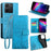 For TCL 503 Case PU Leather Wallet Phone Cover Tree Deer Imprinted - Blue - 1