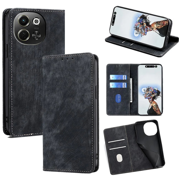 For TECNO Pova 6 Neo 5G  /  Spark 30 5G Case RFID Blocking Wallet Leather Phone Cover - Black - 1
