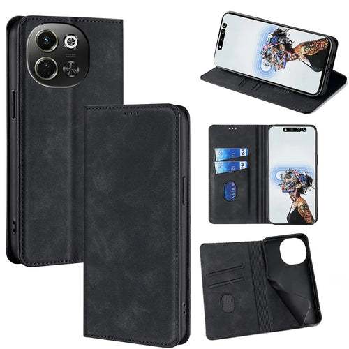 For TECNO Pova 6 Neo 5G / Spark 30 5G Card Holder Case PU Leather Magnetic Closing Phone Cover - Black - 1