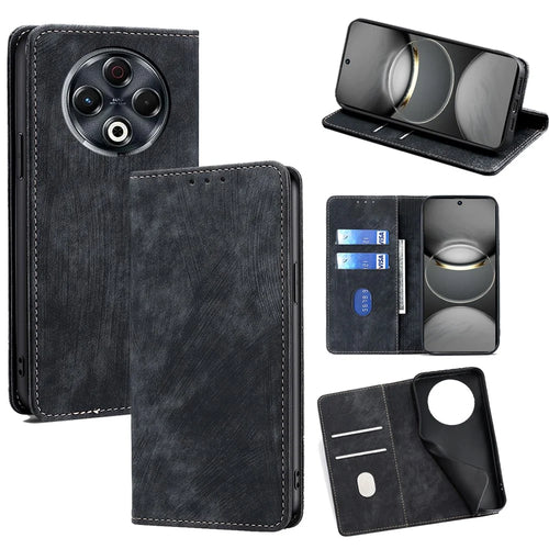 For TECNO Spark 30 4G Case RFID Blocking Wallet Leather Phone Cover - Black - 1