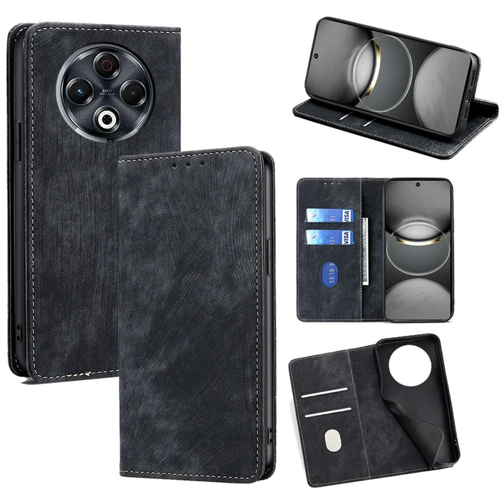 For TECNO Spark 30 4G Case RFID Blocking Wallet Leather Phone Cover - Black - 1