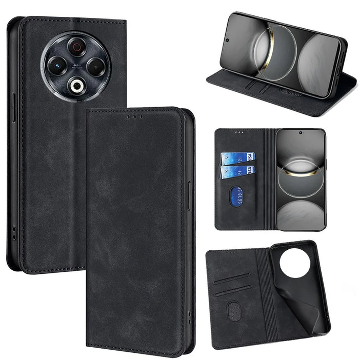 For TECNO Spark 30 4G Card Holder Case PU Leather Magnetic Closing Phone Cover - Black - 1