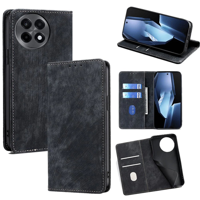 For OnePlus Ace 5 Pro 5G  /  Ace 5 5G Case RFID Blocking Wallet Leather Phone Cover - Black - 1