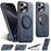 SUTENI G3 For iPhone 14 Pro Magnetic Case Rotating Ring Kickstand Jeans Texture PU TPU Phone Back Cover - Blue - 1
