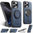 SUTENI G3 For iPhone 16 Pro Magnetic Case Rotating Ring Kickstand Jeans Texture PU TPU Phone Back Cover - Blue - 1