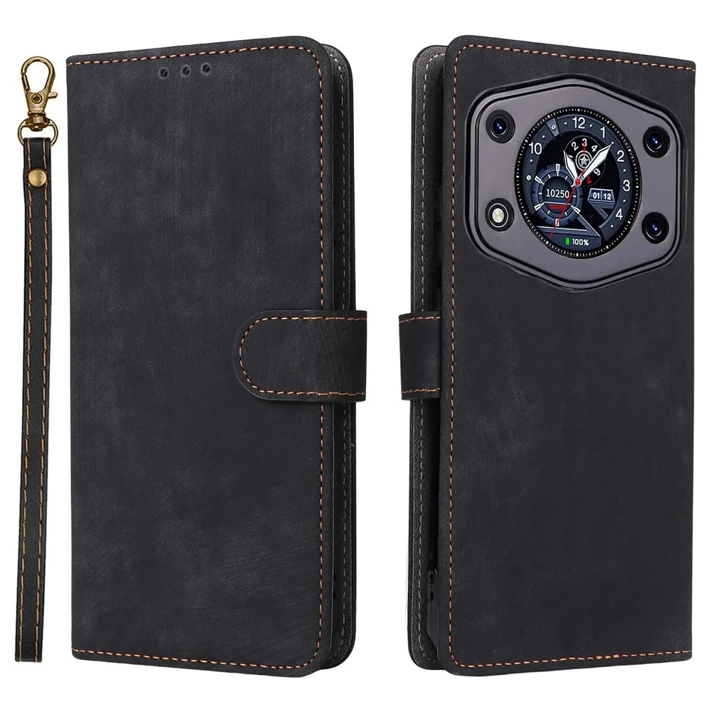 For Cubot A30 Case Wallet RFID Blocking PU Leather Cover Stand with Strap - Black - 1