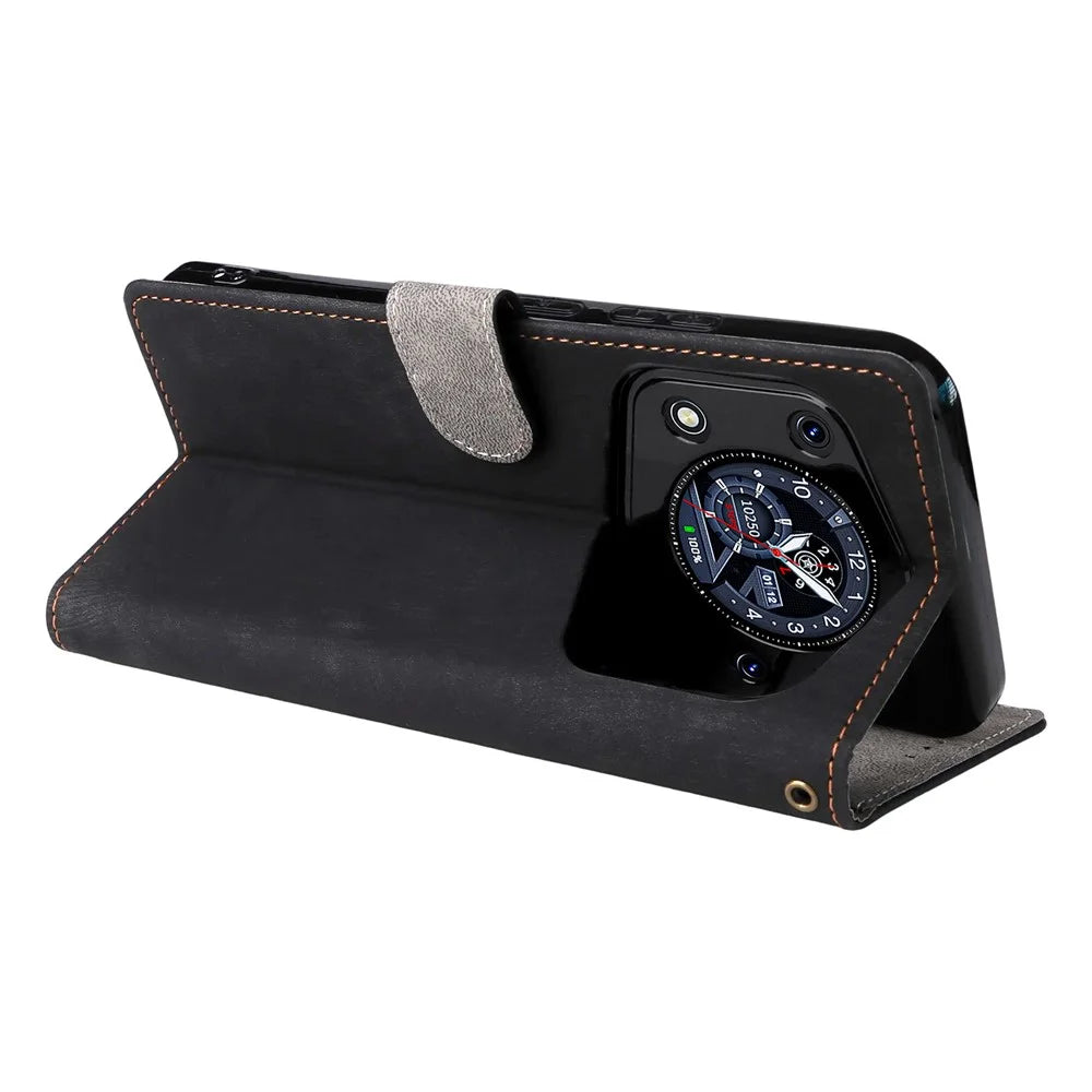 For Cubot A30 Case Wallet RFID Blocking PU Leather Cover Stand with Strap - Black - 5