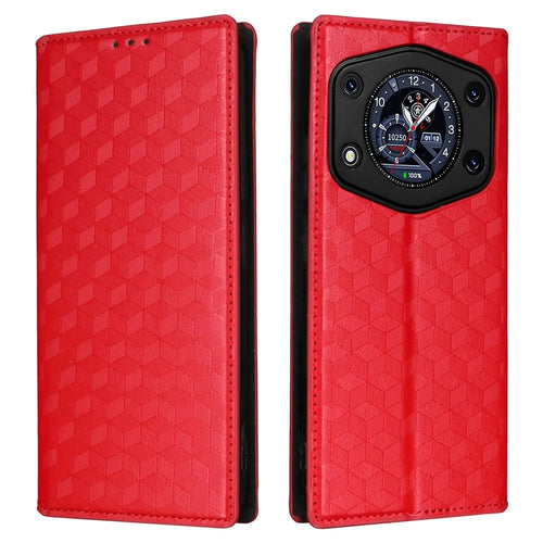 For Cubot A30 Case Wallet Rhombus Imprinted Leather Phone Cover - Red - 1