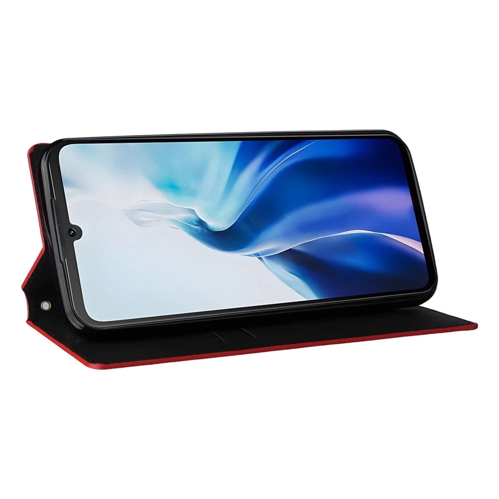For Cubot A30 Case Wallet Rhombus Imprinted Leather Phone Cover - Red - 4