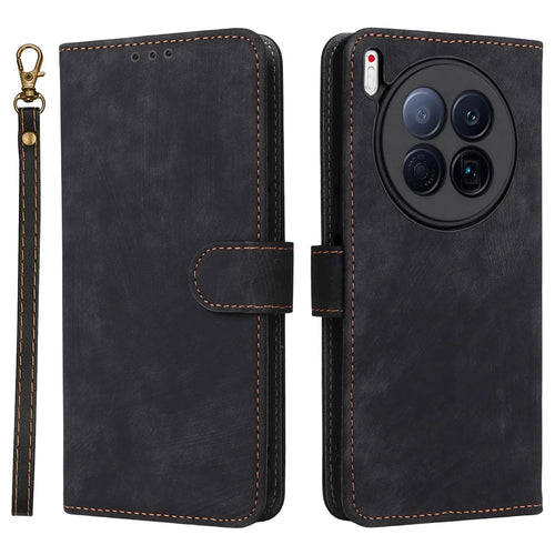 For TECNO Camon 40 Premier 5G Case Wallet RFID Blocking PU Leather Cover Stand with Strap - Black - 1