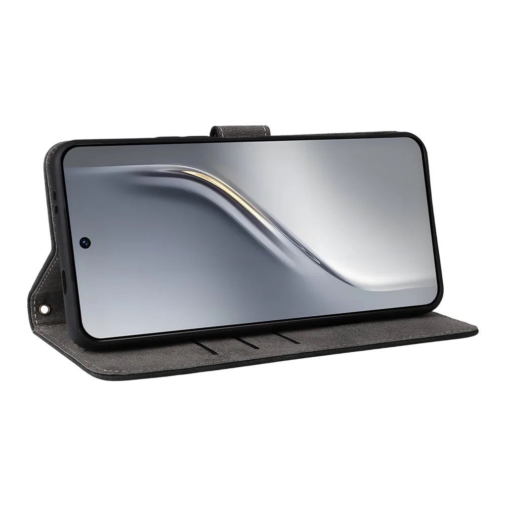 For TECNO Camon 40 Premier 5G Case Wallet RFID Blocking PU Leather Cover Stand with Strap - Black - 4