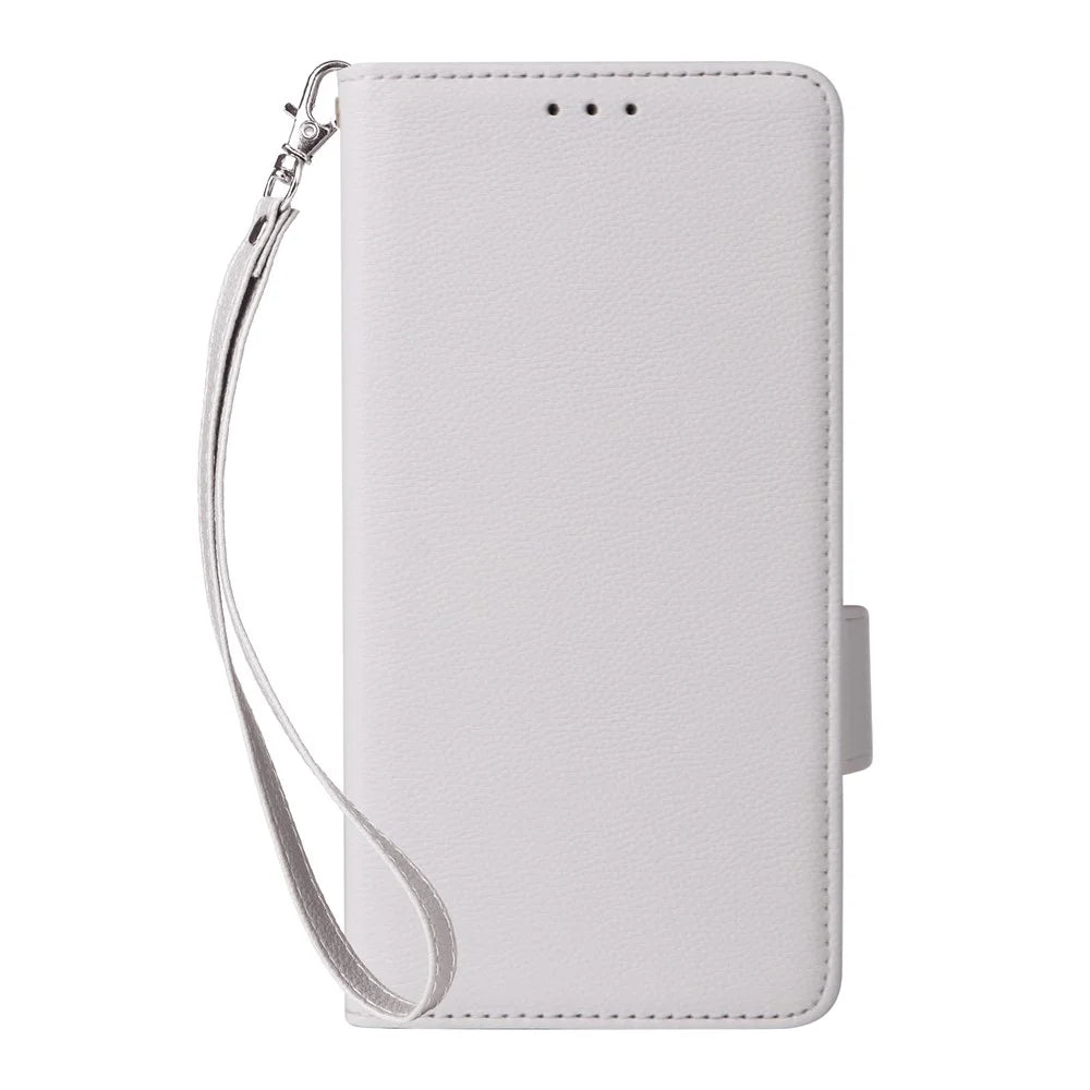 For Realme Neo7x 5G  /  P3 5G Case with Wrist Strap Litchi Texture PU Leather Wallet Phone Cover - White - 7