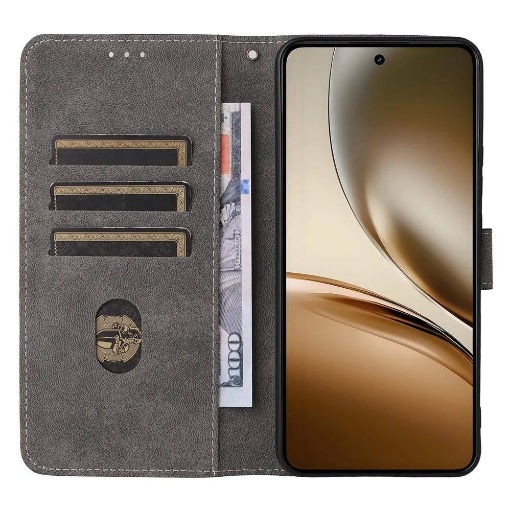 For Realme Neo7x 5G  /  P3 5G Case Wallet RFID Blocking PU Leather Cover Stand with Strap - Black - 2