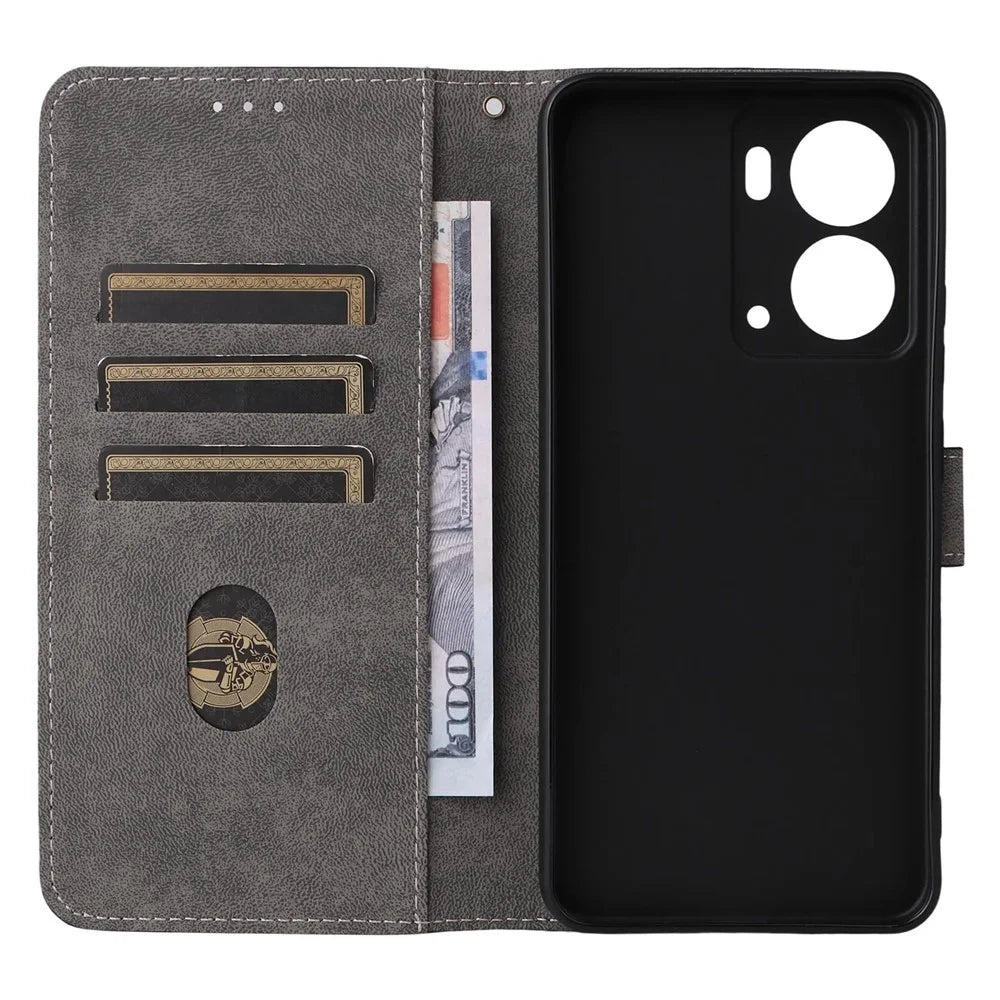 For Realme Neo7x 5G  /  P3 5G Case Wallet RFID Blocking PU Leather Cover Stand with Strap - Black - 3