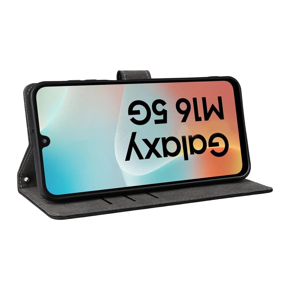 For Samsung Galaxy M16 5G  /  F16 5G Case Wallet RFID Blocking PU Leather Cover Stand with Strap - Black - 3