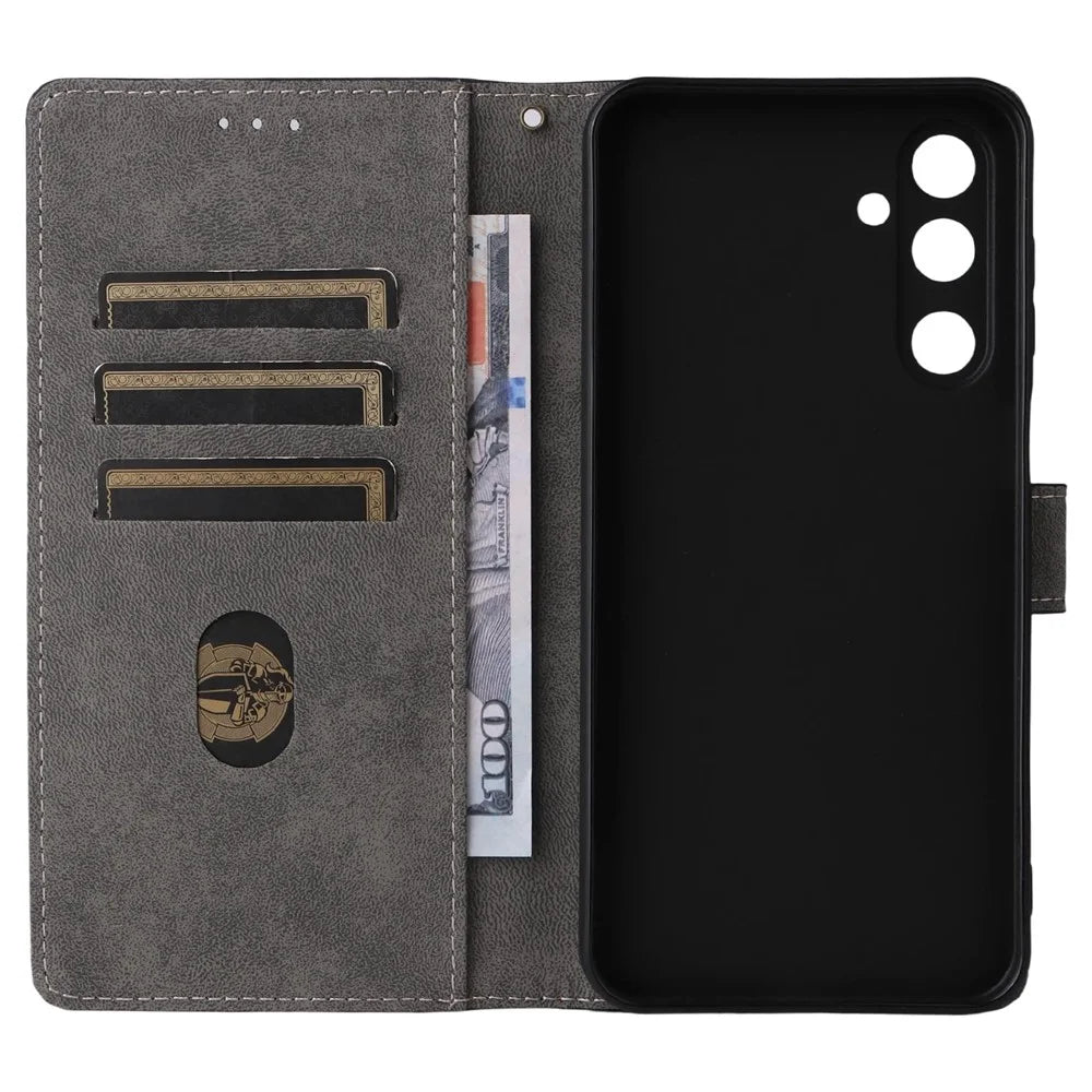 For Samsung Galaxy M16 5G  /  F16 5G Case Wallet RFID Blocking PU Leather Cover Stand with Strap - Black - 5