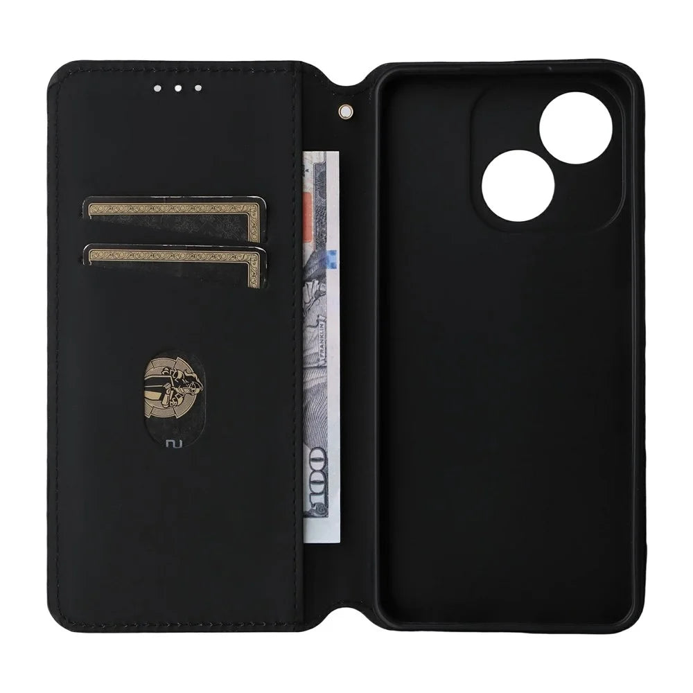 For ZTE Blade A35e (EU) (Z2466) Case Wallet Rhombus Imprinted Leather Phone Cover - Red - 3