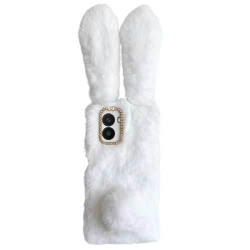 For HMD Fusion 5G Case Plush Cute Bunny Winter Fluffy TPU Phone Cover - White - 1