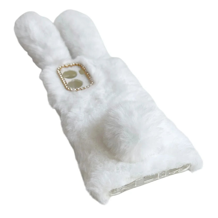 For HMD Fusion 5G Case Plush Cute Bunny Winter Fluffy TPU Phone Cover - White - 4