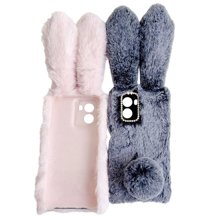 For HMD Fusion 5G Case Plush Cute Bunny Winter Fluffy TPU Phone Cover - White - 7