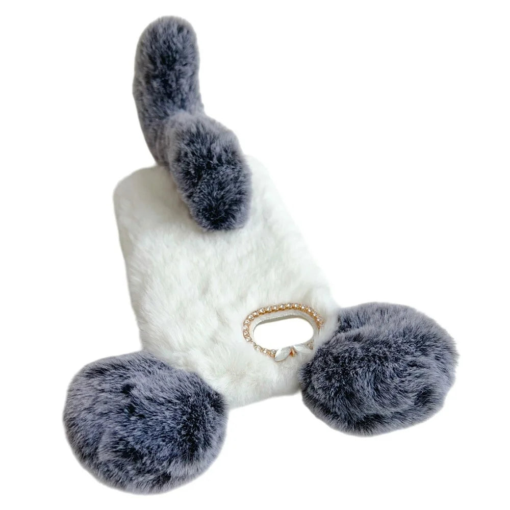 For iPhone 17e / 16e Case Plush Mouse Winter Fluffy TPU Phone Cover - Grey - 2