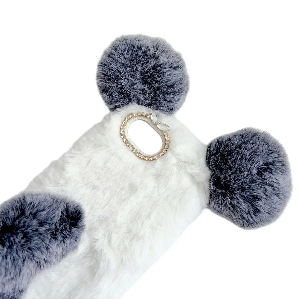 For iPhone 17e / 16e Case Plush Mouse Winter Fluffy TPU Phone Cover - Grey - 6