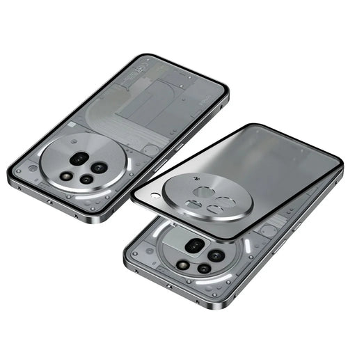 For Nothing Phone (3a) Pro Matte Case Aluminium Alloy + PC Phone Cover Pop-Up Snap Lock - Grey - 1