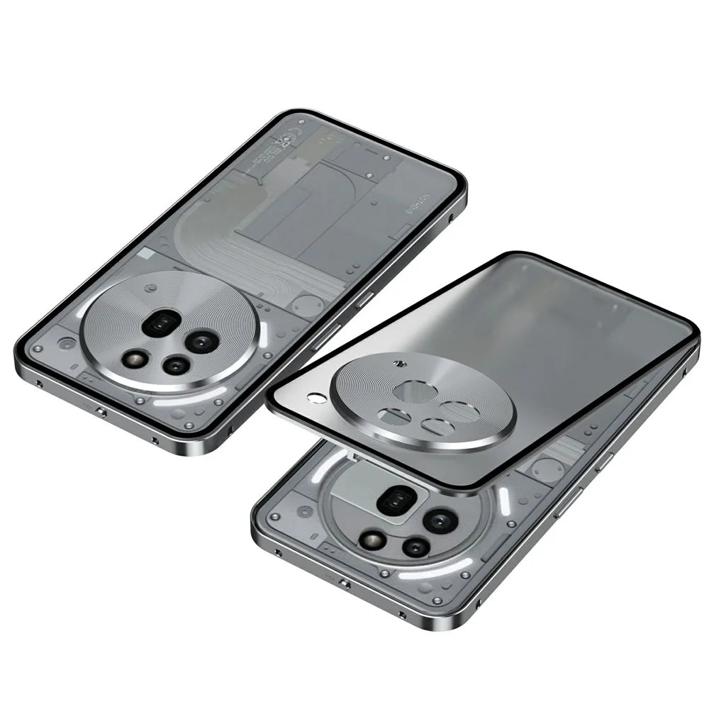 For Nothing Phone (3a) Pro Matte Case Aluminium Alloy + PC Phone Cover Pop-Up Snap Lock - Grey - 1