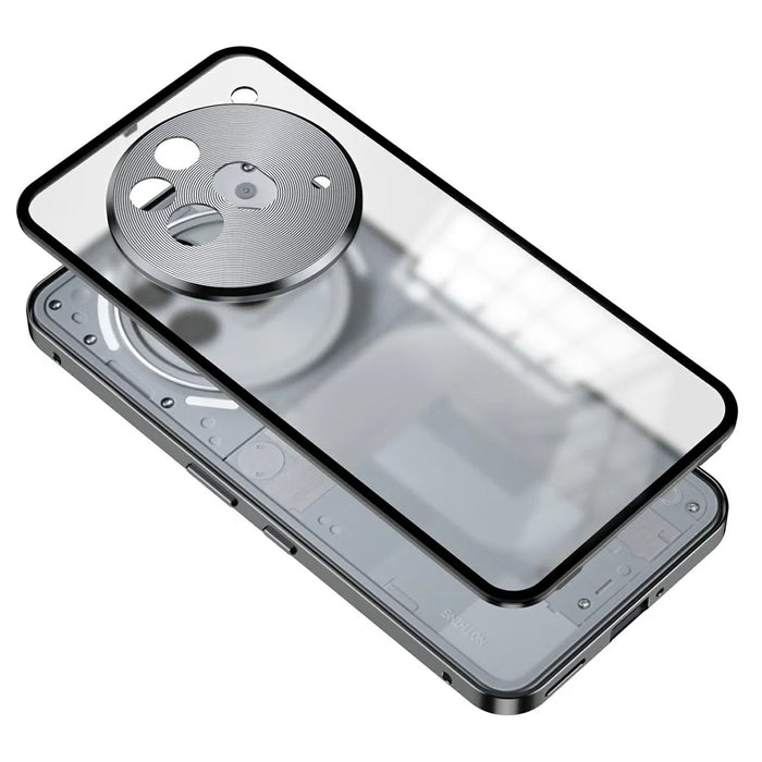For Nothing Phone (3a) Pro Matte Case Aluminium Alloy + PC Phone Cover Pop-Up Snap Lock - Grey - 4