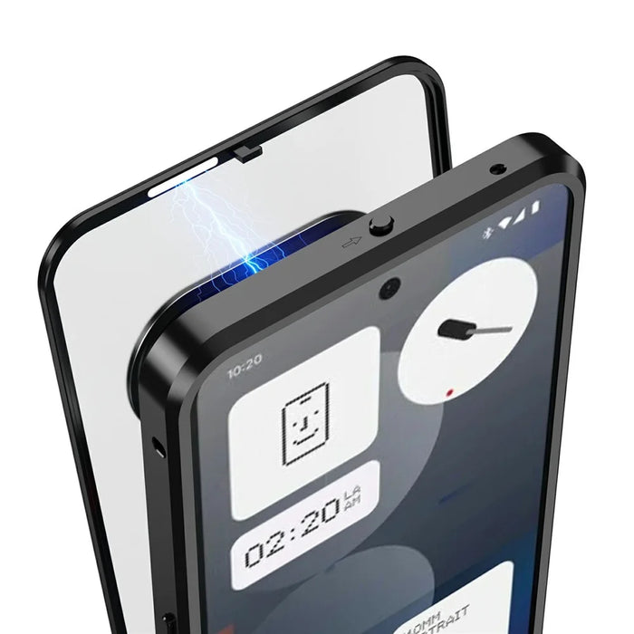 For Nothing Phone (3a) Matte Case Aluminium Alloy + PC Phone Cover Pop-Up Snap Lock - Black - 4