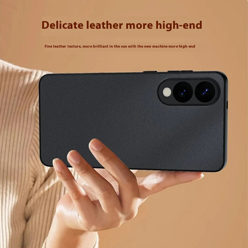 For Samsung Galaxy S25 Edge Case PU Leather Coated PC + TPU Anti-Drop Phone Cover - Black - 2