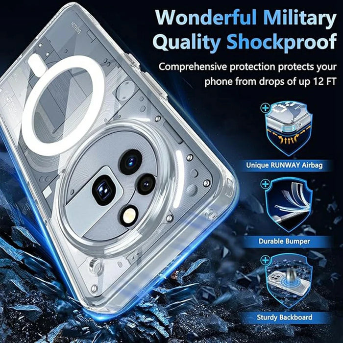 For Nothing Phone (3a) Pro Magnetic Case Transparent TPU Anti Drop Phone Cover - 6