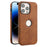 For iPhone 13 Pro Case Central Axis with Logo Cutout PU Leather + PC Phone Back Cover - Light Brown - 1