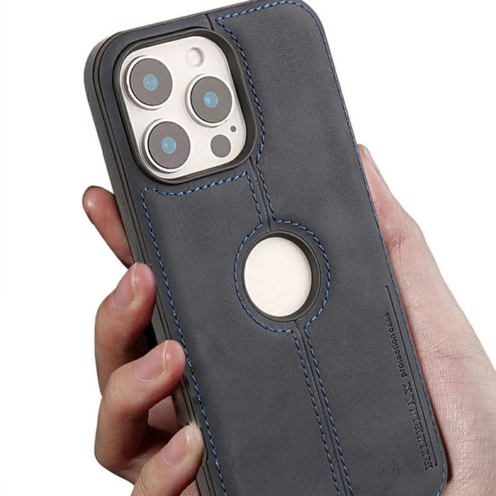 For iPhone 13 Pro Case Central Axis with Logo Cutout PU Leather + PC Phone Back Cover - Light Brown - 6