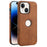 For iPhone 14 Case Central Axis with Logo Cutout PU Leather + PC Phone Back Cover - Light Brown - 1