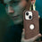 For iPhone 14 Case Central Axis with Logo Cutout PU Leather + PC Phone Back Cover - Light Brown - 4