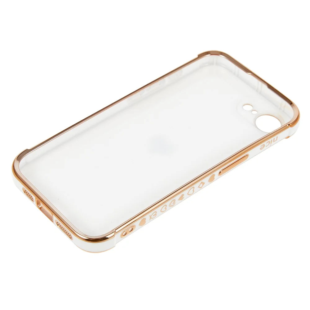 For iPhone 17e / 16e Case TPU Phone Back Cover Electroplating Heart Pattern - Ivory White - 5