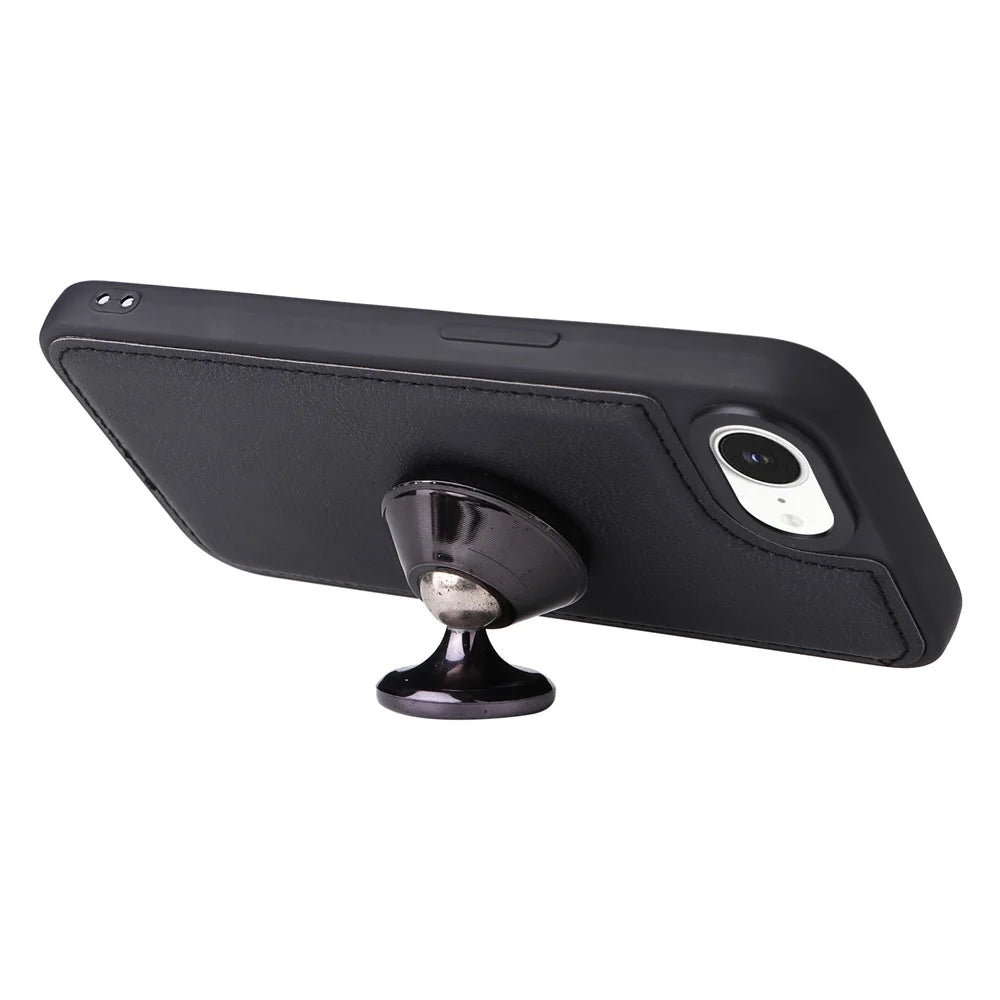 For iPhone 17e / 16e Case 2 in 1 Detachable Magnetic Leather Wallet Mobile Cover with Strap - Black - 4